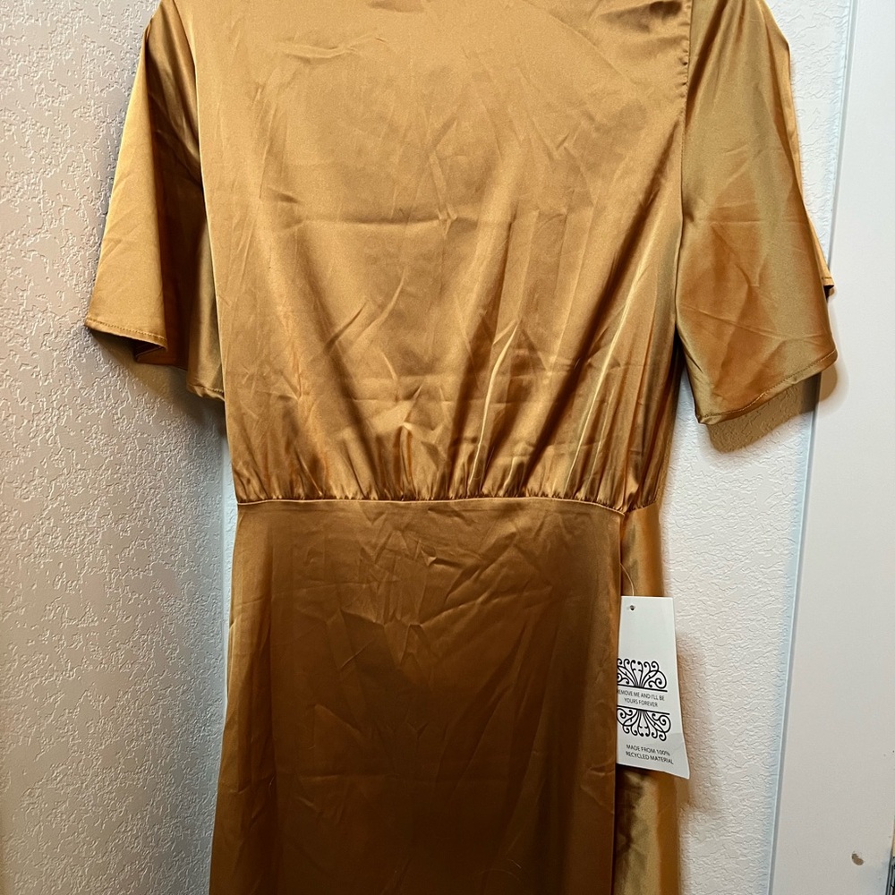 Never Fully Dressed Gold Mini Sheath Dress with Flutter Sleeves - Picture 4 of 4